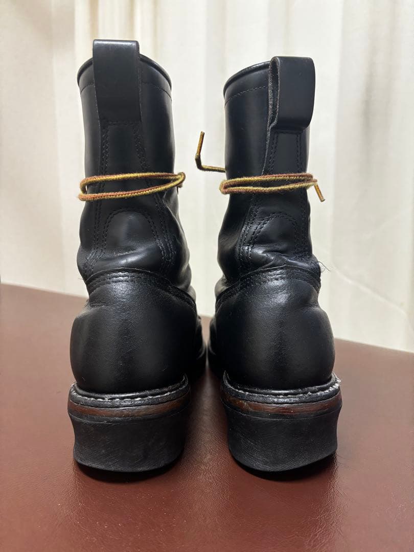 モ*ん様 黒レザー レースアップ ワークブーツ