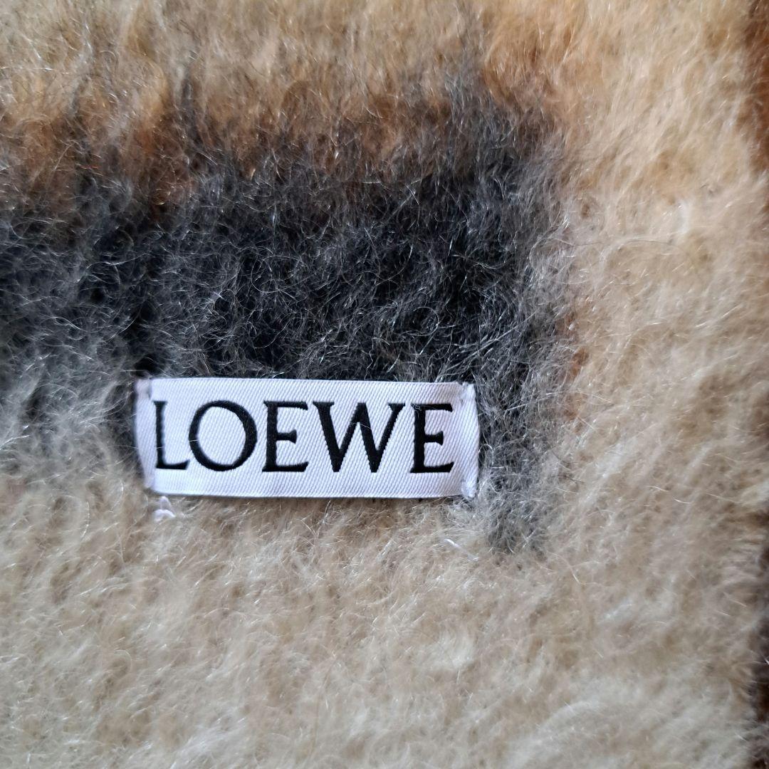 LOEWE ロゴ入りマフラー ベージュ/ブラック