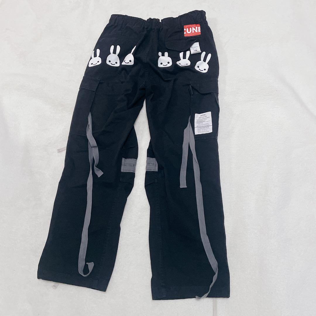 CUNE キューン　カーゴパンツ　ブラック　うさぎ　6連　Rミリタリー風　古着