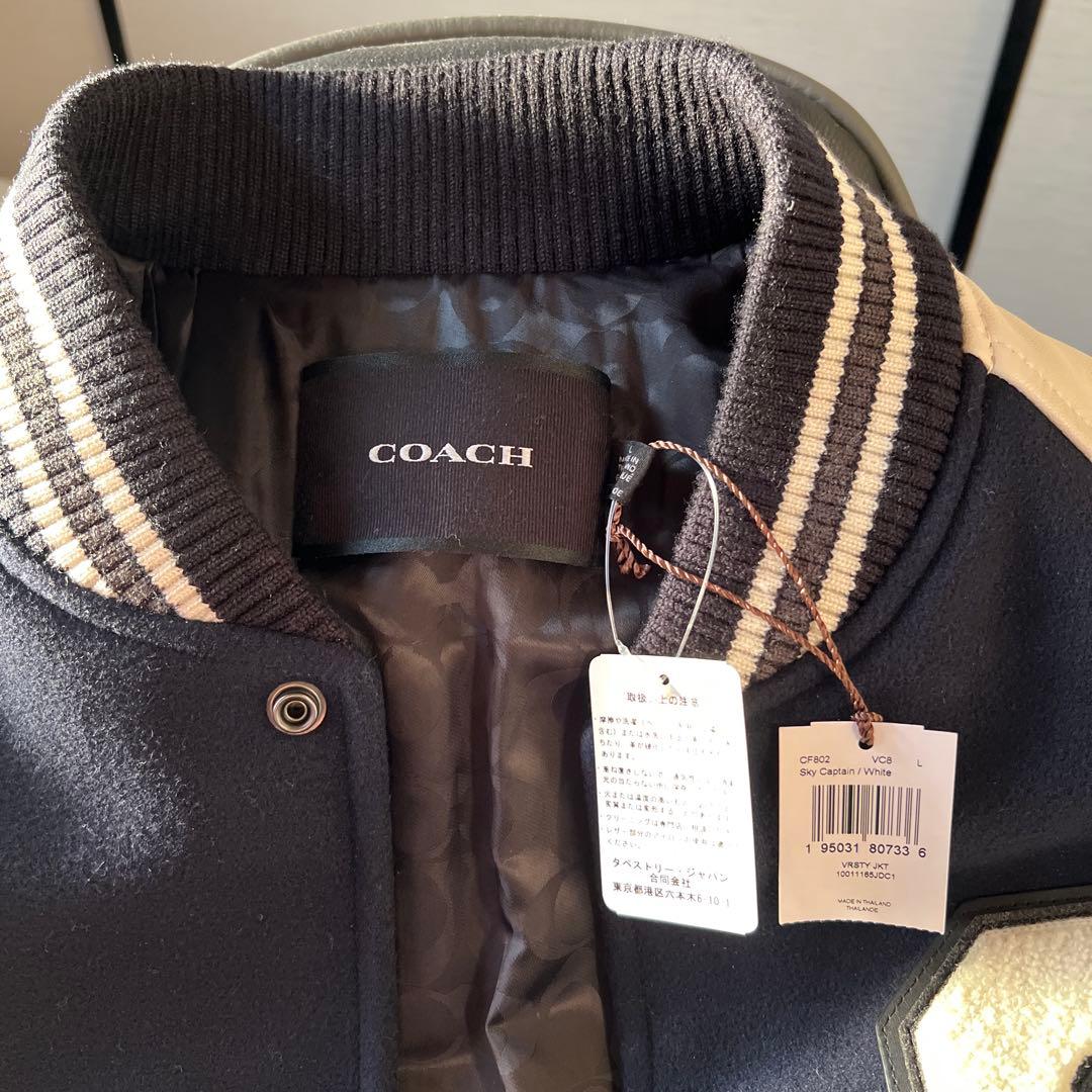 COACH スタジャン 値下げ！サイズL ネイビー/ホワイト　新品未使用タグ付き
