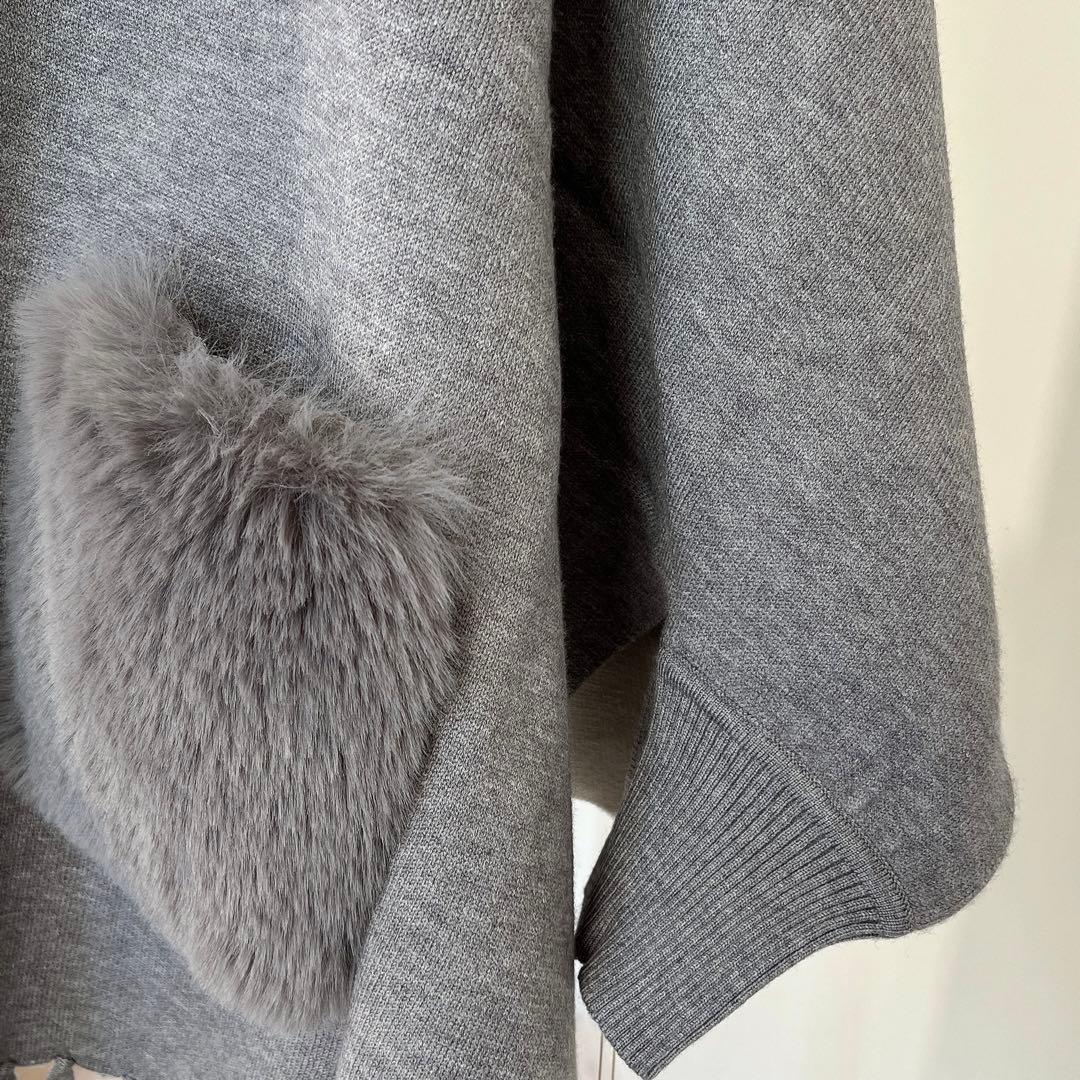 最新作❗️新品未使用❗️ポケットファーポンチョ　カーディガン