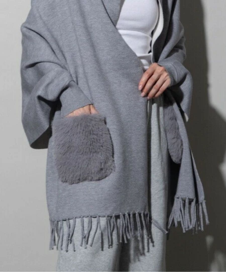 最新作❗️新品未使用❗️ポケットファーポンチョ　カーディガン