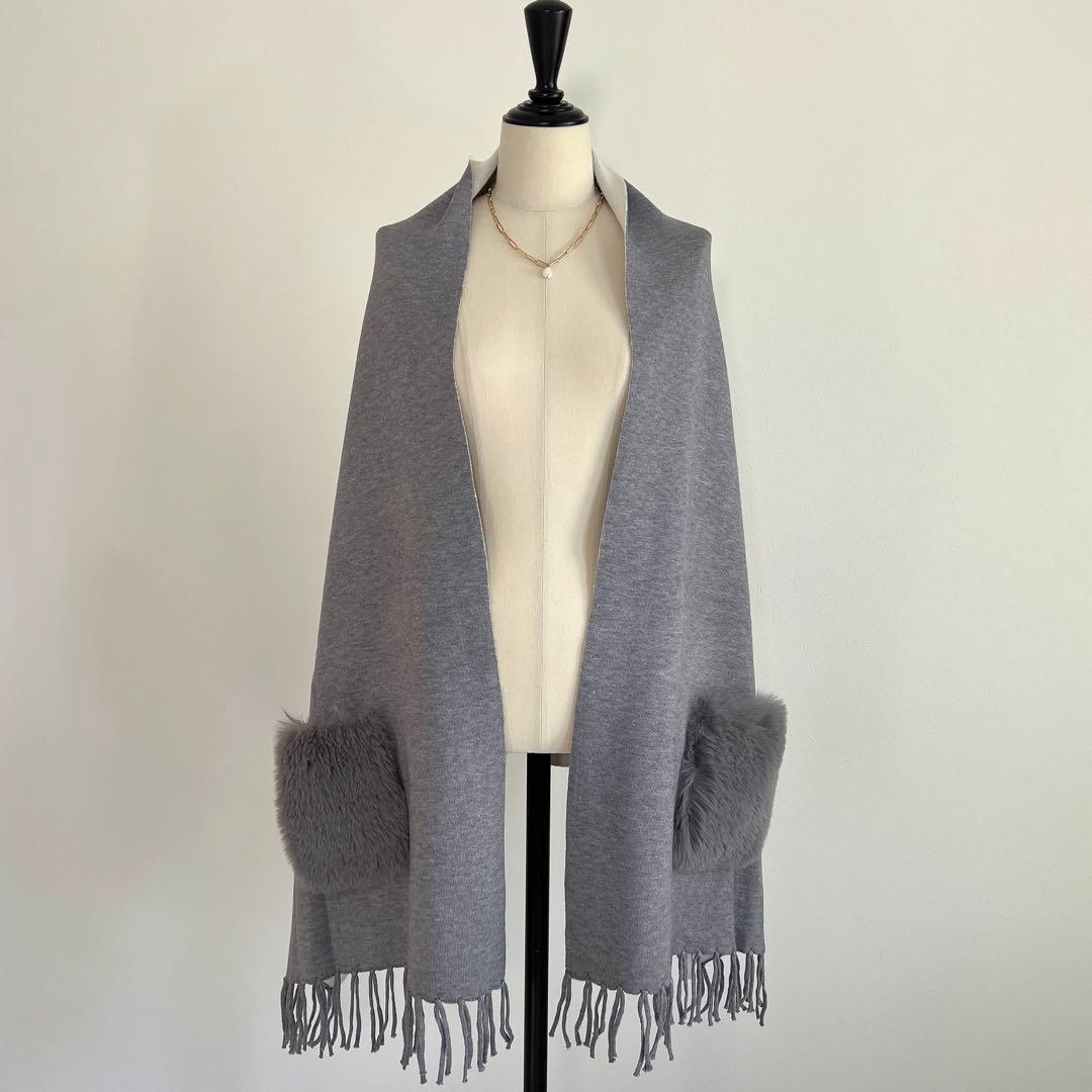 最新作❗️新品未使用❗️ポケットファーポンチョ　カーディガン