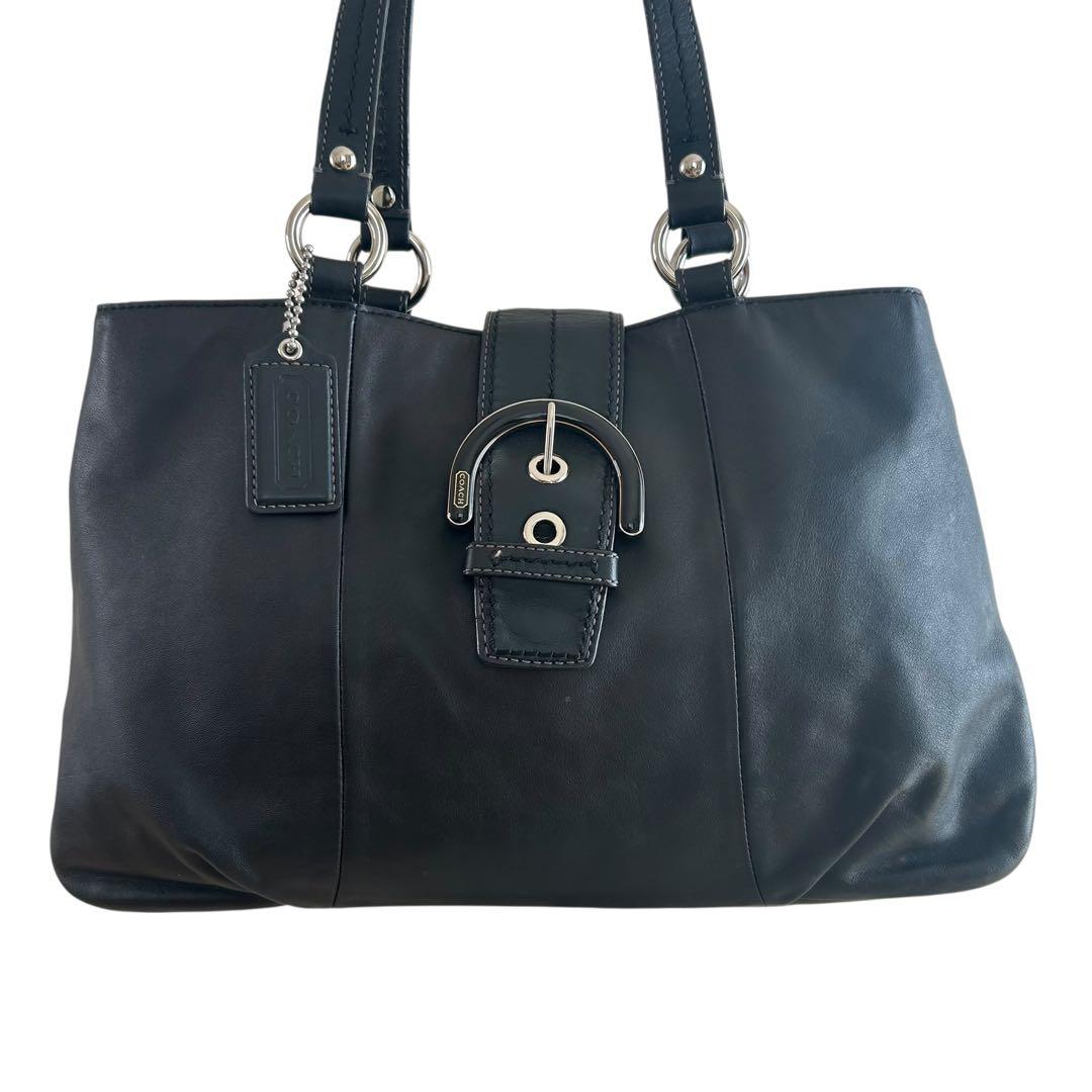 【美品】 コーチ ソーホー レザー トートバッグ 肩掛け 黒 レディース