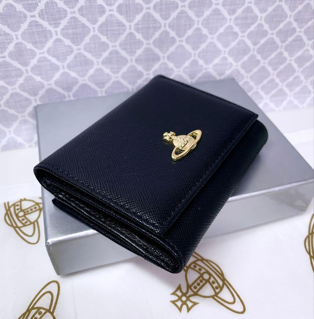 【大人気♡ショッパー付】新品 ヴィヴィアン・ウエストウッド　三折り財布 ブラック