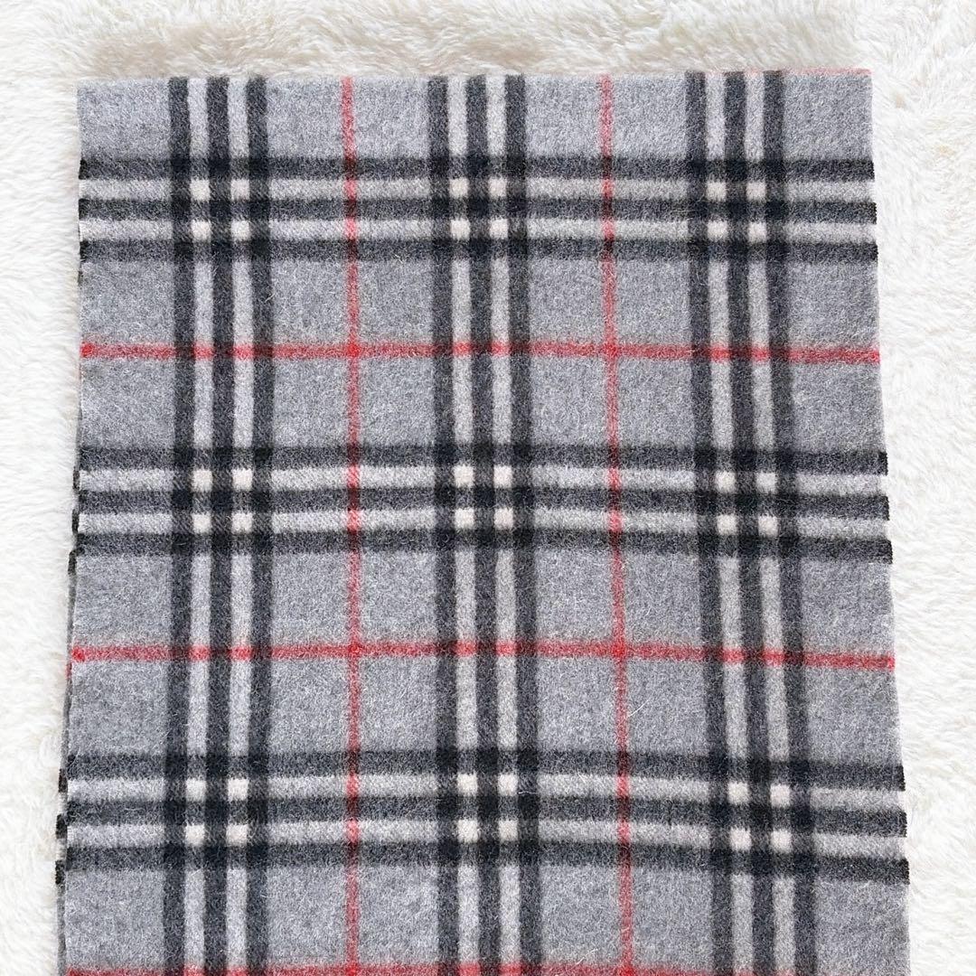 極美品✨【バーバリーロンドン】カシミヤ100%ロングマフラー グレーノバチェック