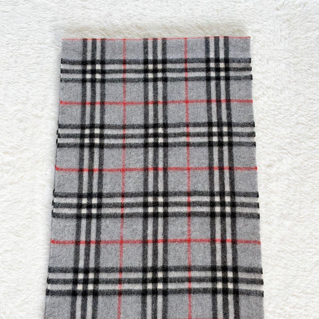 極美品✨【バーバリーロンドン】カシミヤ100%ロングマフラー グレーノバチェック