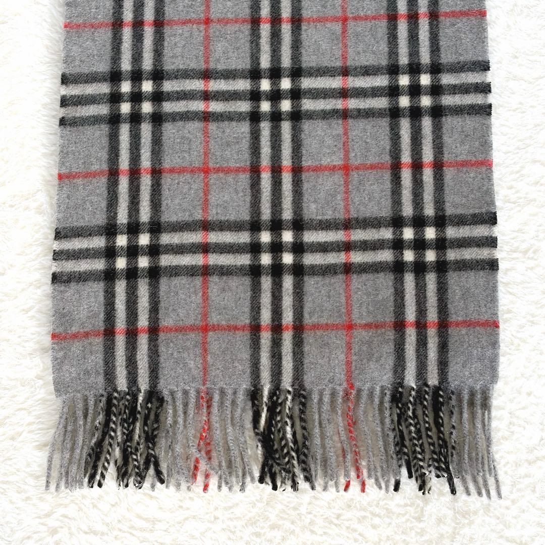 極美品✨【バーバリーロンドン】カシミヤ100%ロングマフラー グレーノバチェック