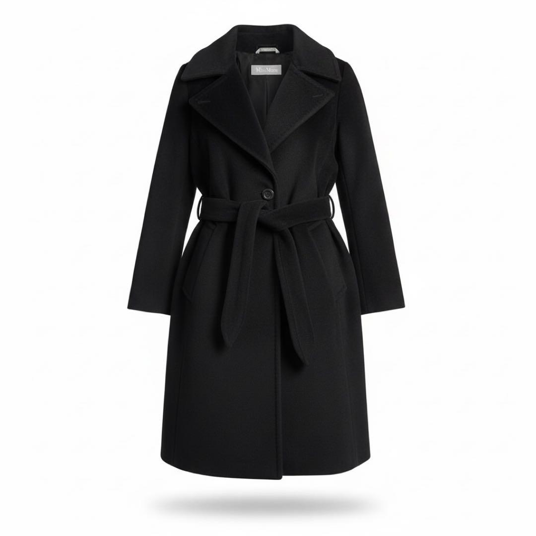 美品✨マックスマーラ ベルテッドコート アンゴラ混 マニュエラ 黒