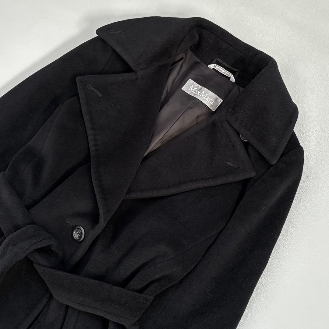 美品✨マックスマーラ ベルテッドコート アンゴラ混 マニュエラ 黒