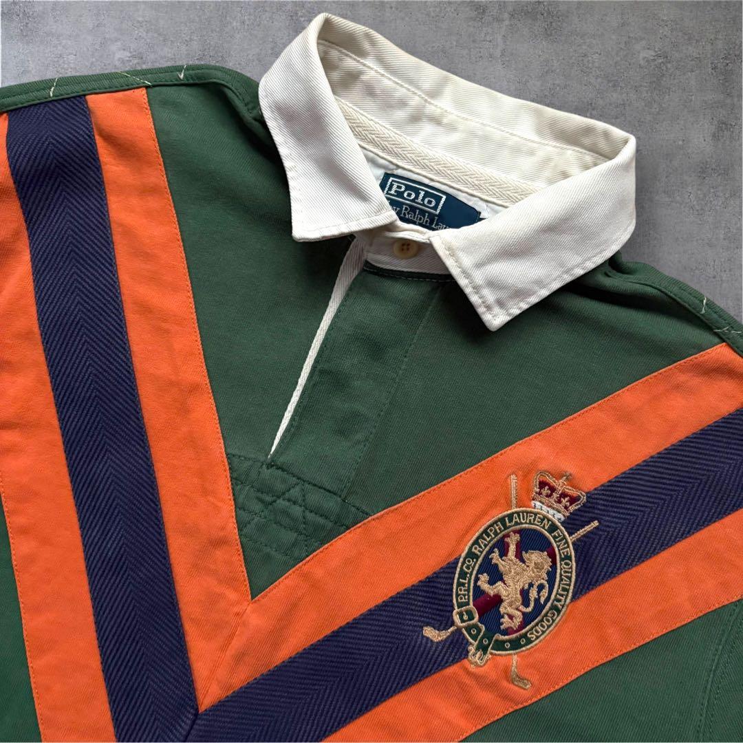 Polo Ralph Laurenラガーシャツエンブレム刺繍ナンバリング長袖　L