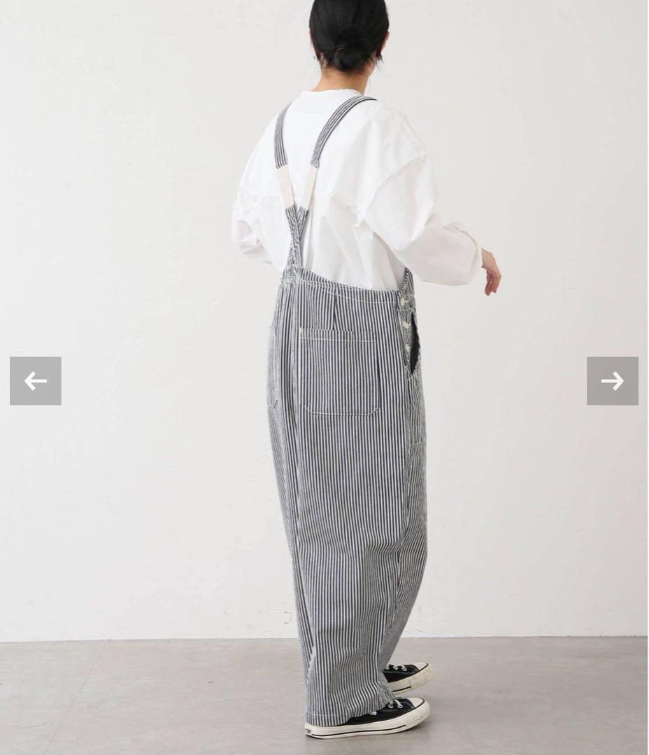 ストライプ オーバーオール レディース