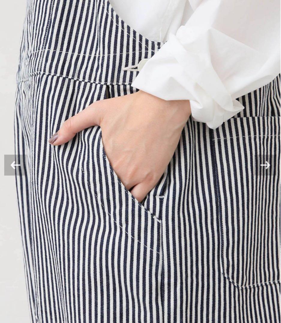 ストライプ オーバーオール レディース