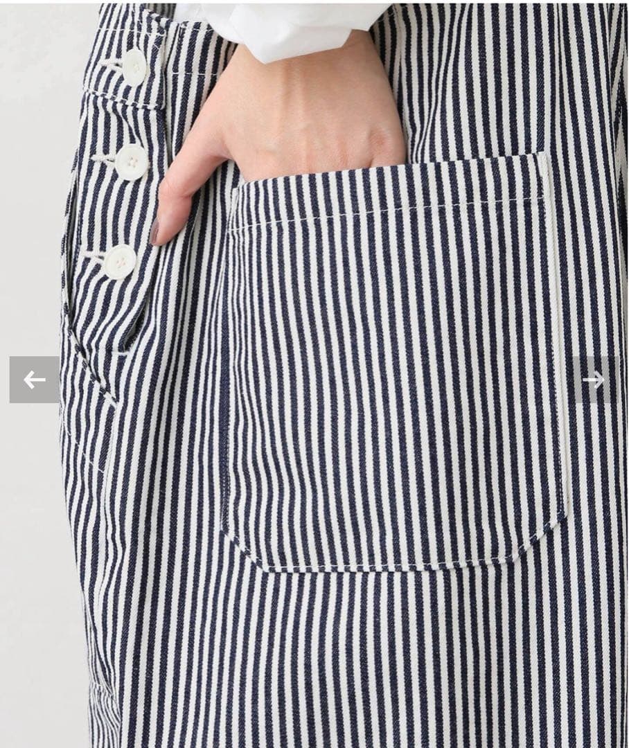 ストライプ オーバーオール レディース