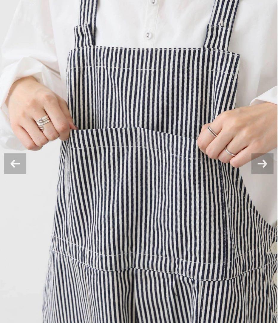 ストライプ オーバーオール レディース