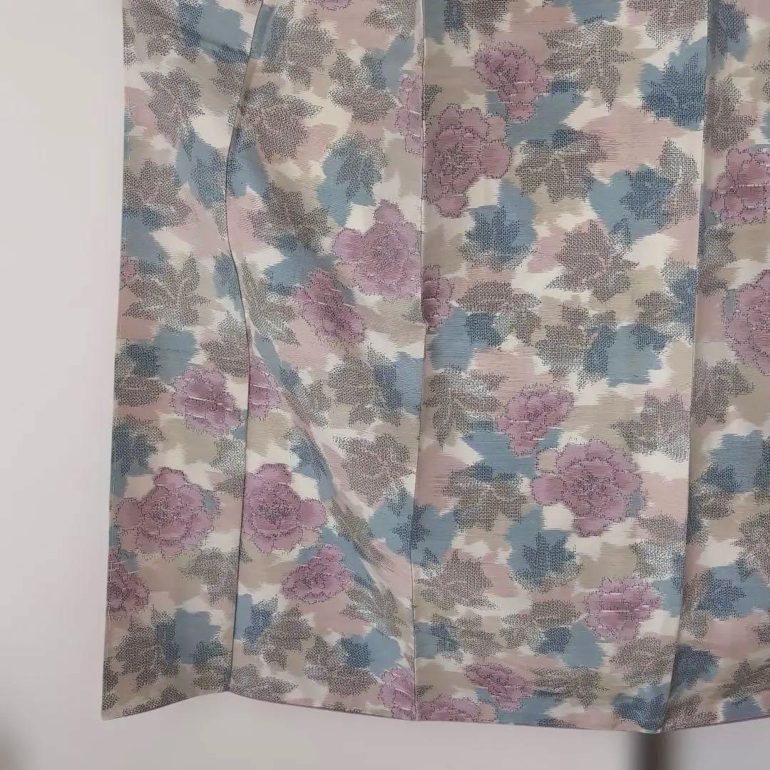 【三花】未使用品　十日町紬　袷　正絹　美品　アンティーク　着物　リユース