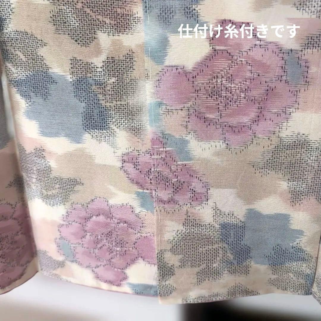 【三花】未使用品　十日町紬　袷　正絹　美品　アンティーク　着物　リユース