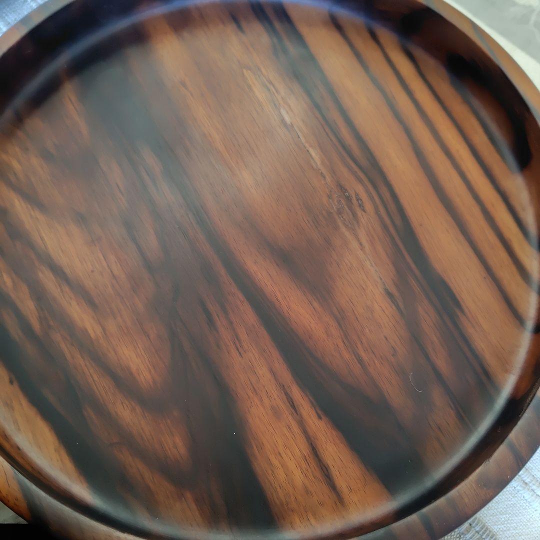 と*ぐ様 黒柿丸盆 くり貫き 極上杢　煎茶盆　ヴィンテージ　希少