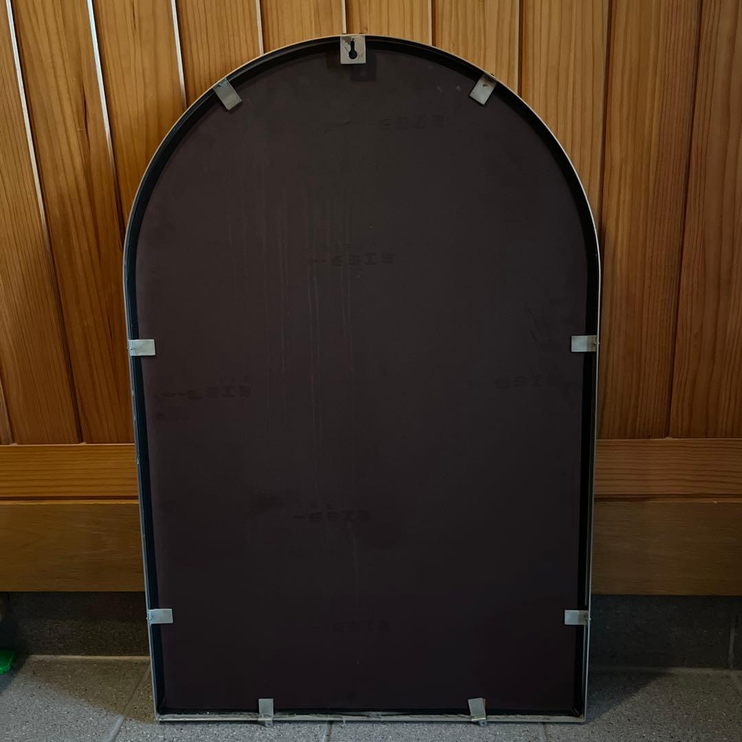 アンティーク　ヴィンテージ　アーチ型ビーズ装飾壁掛け鏡