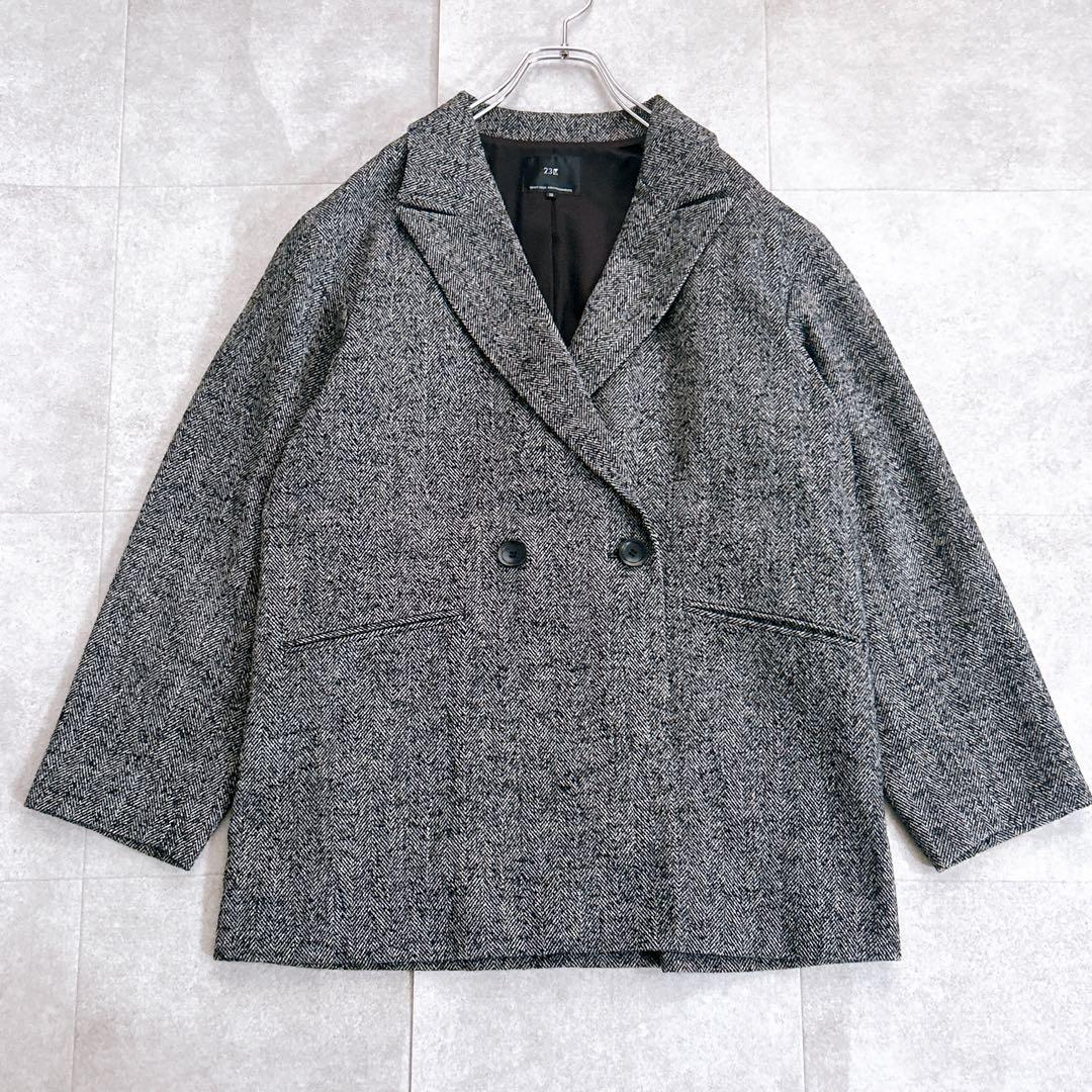 極美品✨ 23区 ヘリンボーンループツイード ジャケット コート 黒　2024年