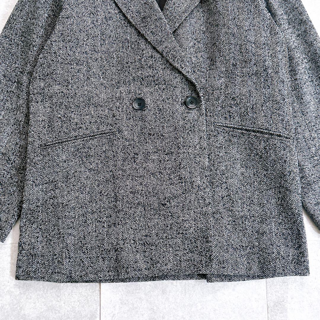 極美品✨ 23区 ヘリンボーンループツイード ジャケット コート 黒　2024年