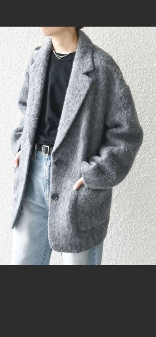 SHIPS any ウールミックスシャギーシングルコート