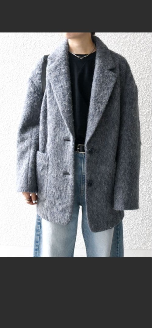 SHIPS any ウールミックスシャギーシングルコート