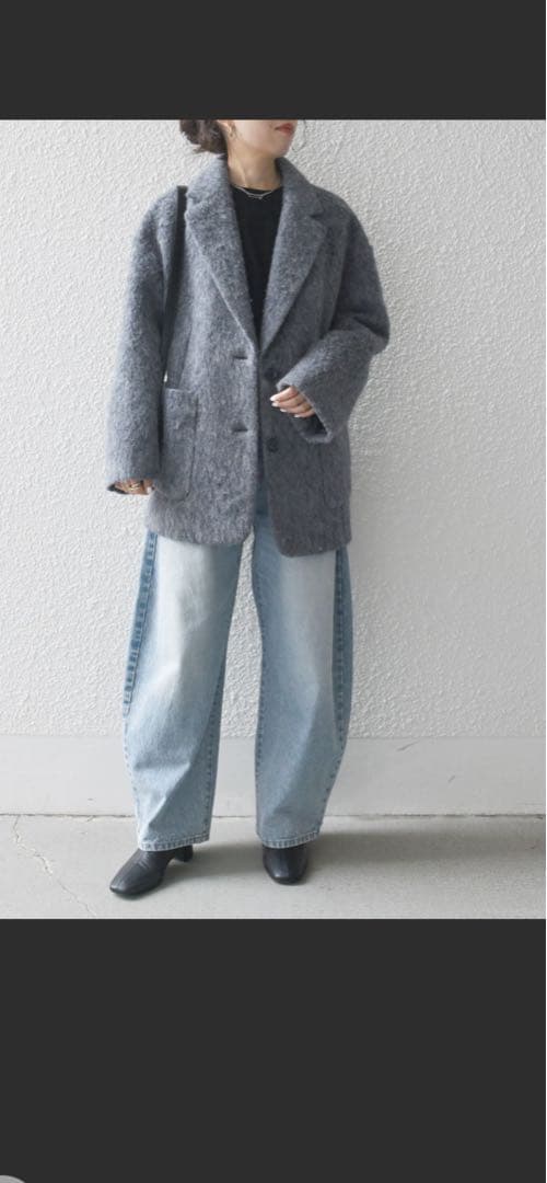 SHIPS any ウールミックスシャギーシングルコート