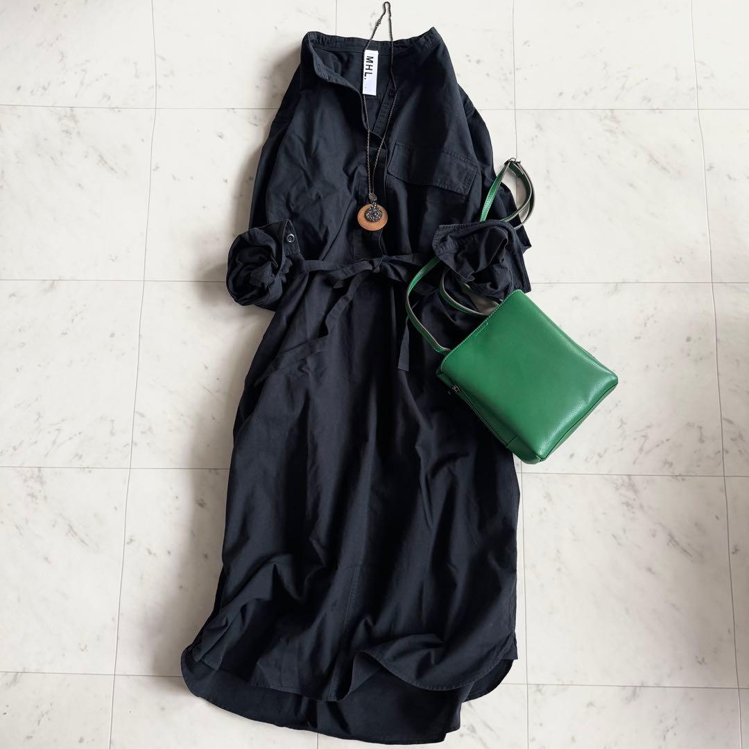 MHL. マーガレットハウエル　コットン100 　洗える　長袖シャツワンピース