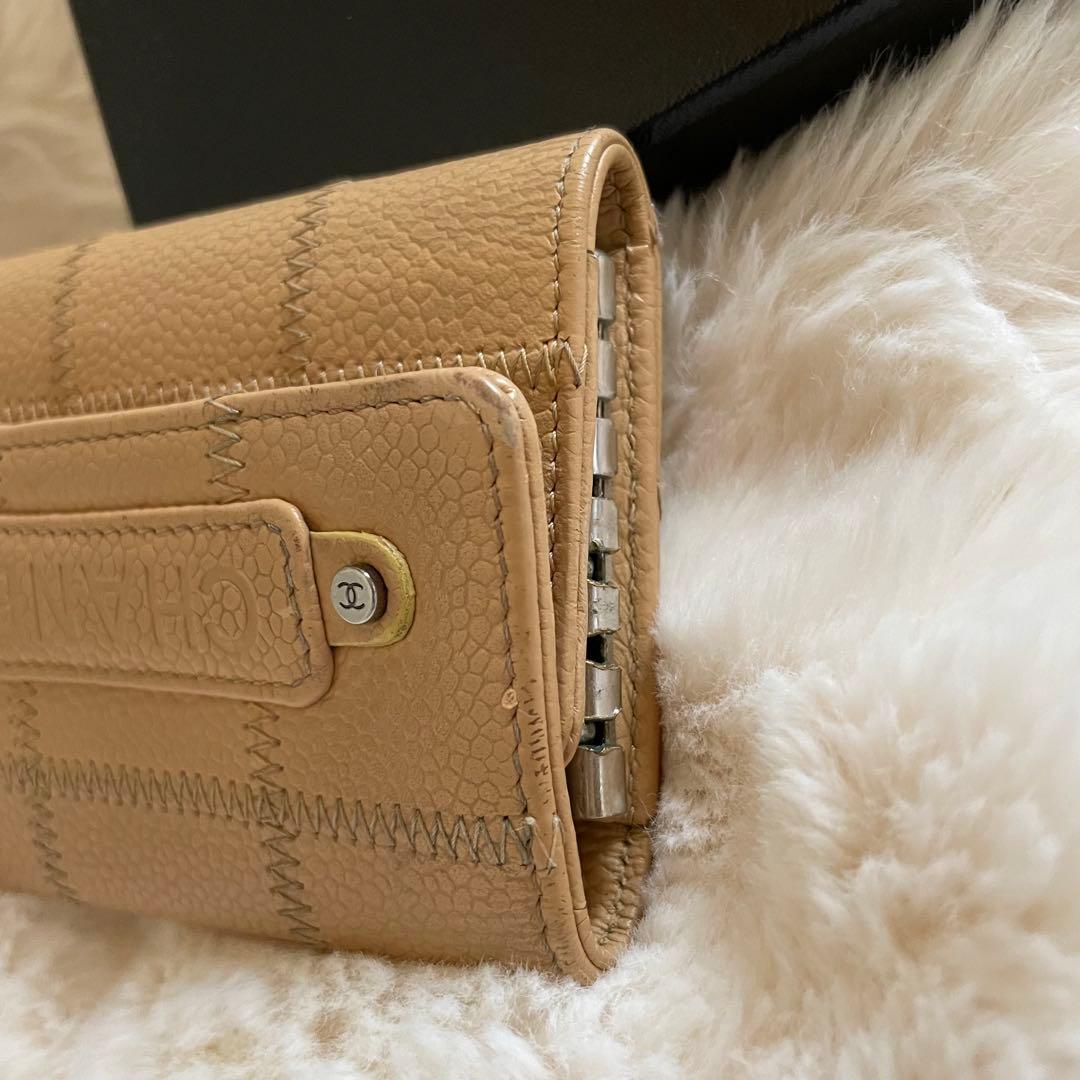 CHANEL シャネル キャビアスキン チョコバー 6連 キーケース ベージュ