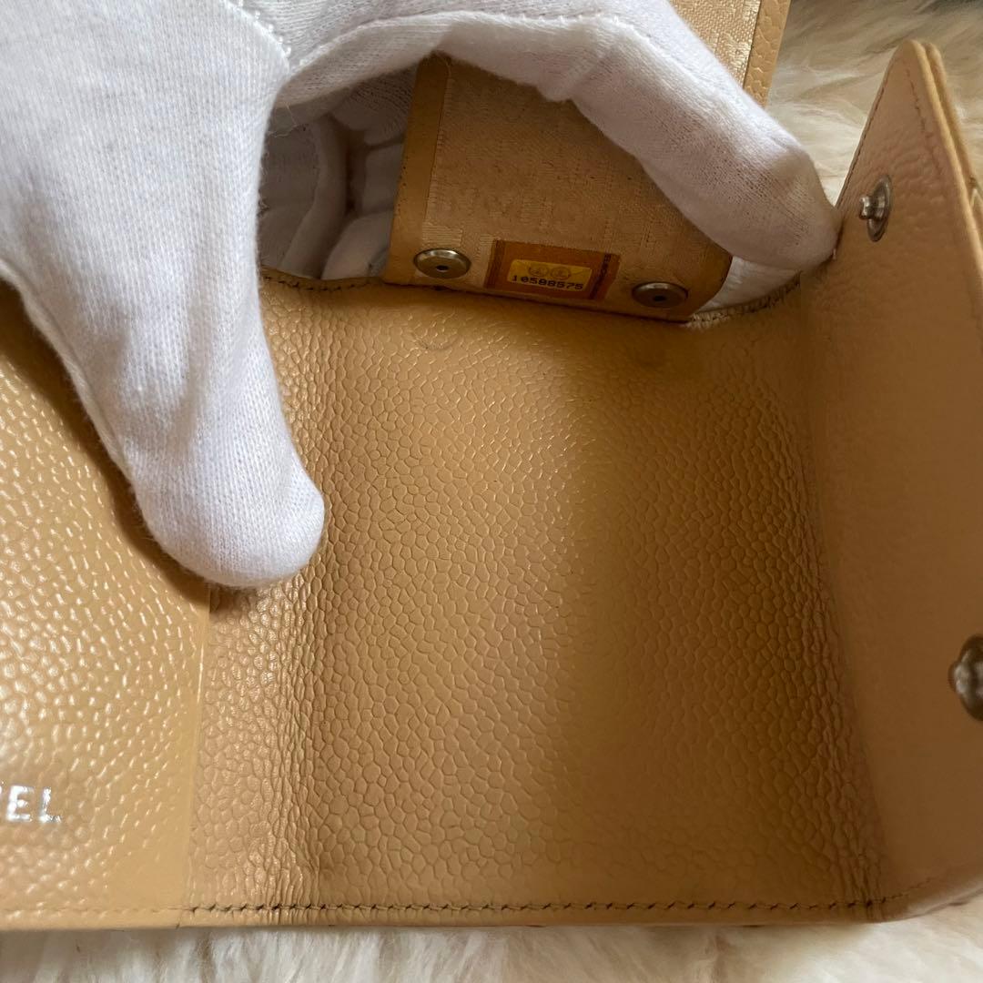 CHANEL シャネル キャビアスキン チョコバー 6連 キーケース ベージュ