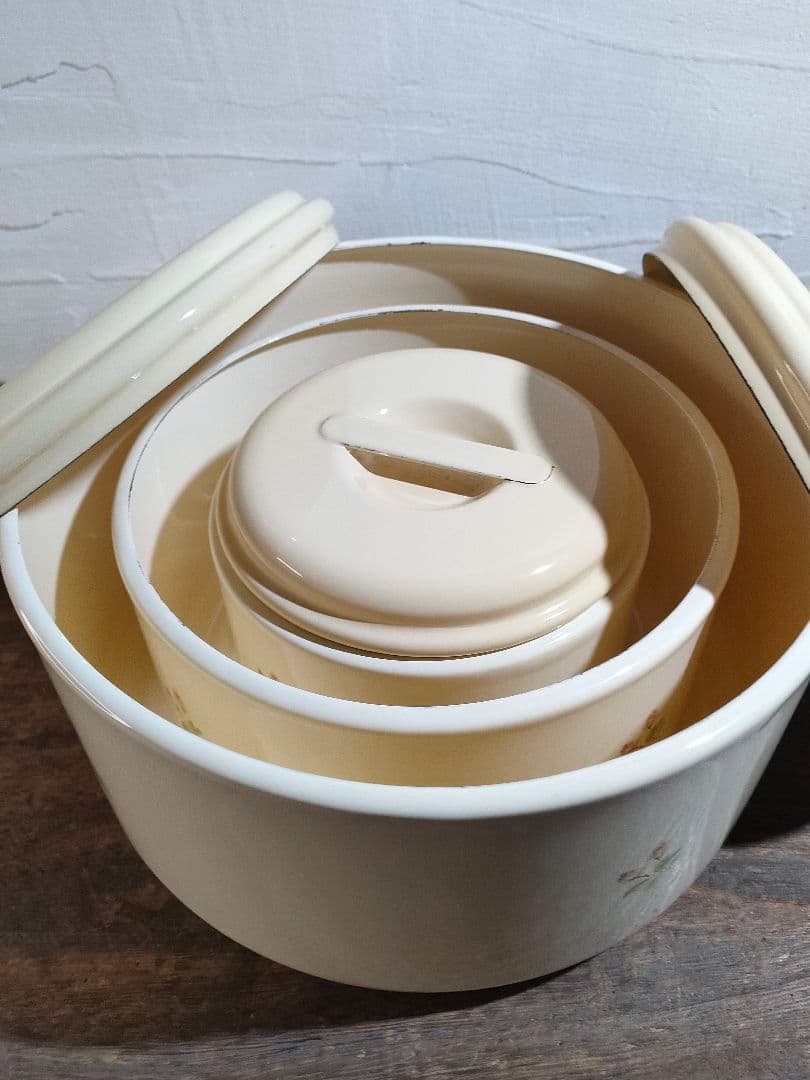 イマン イザベラ 丸缶 SML 3個 キャニスター ホーロー保存容器 未使用