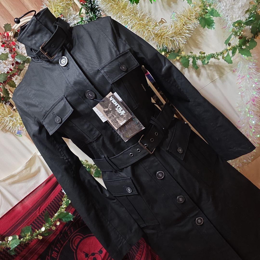 ぽっぷくん新品未使用タグ付ヒスグラコトン100ベンタイルブラクベルトコート