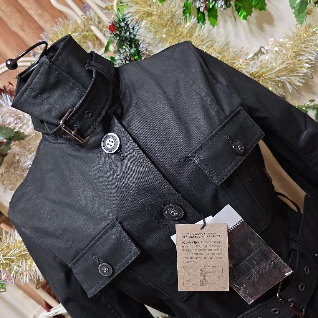 ぽっぷくん新品未使用タグ付ヒスグラコトン100ベンタイルブラクベルトコート