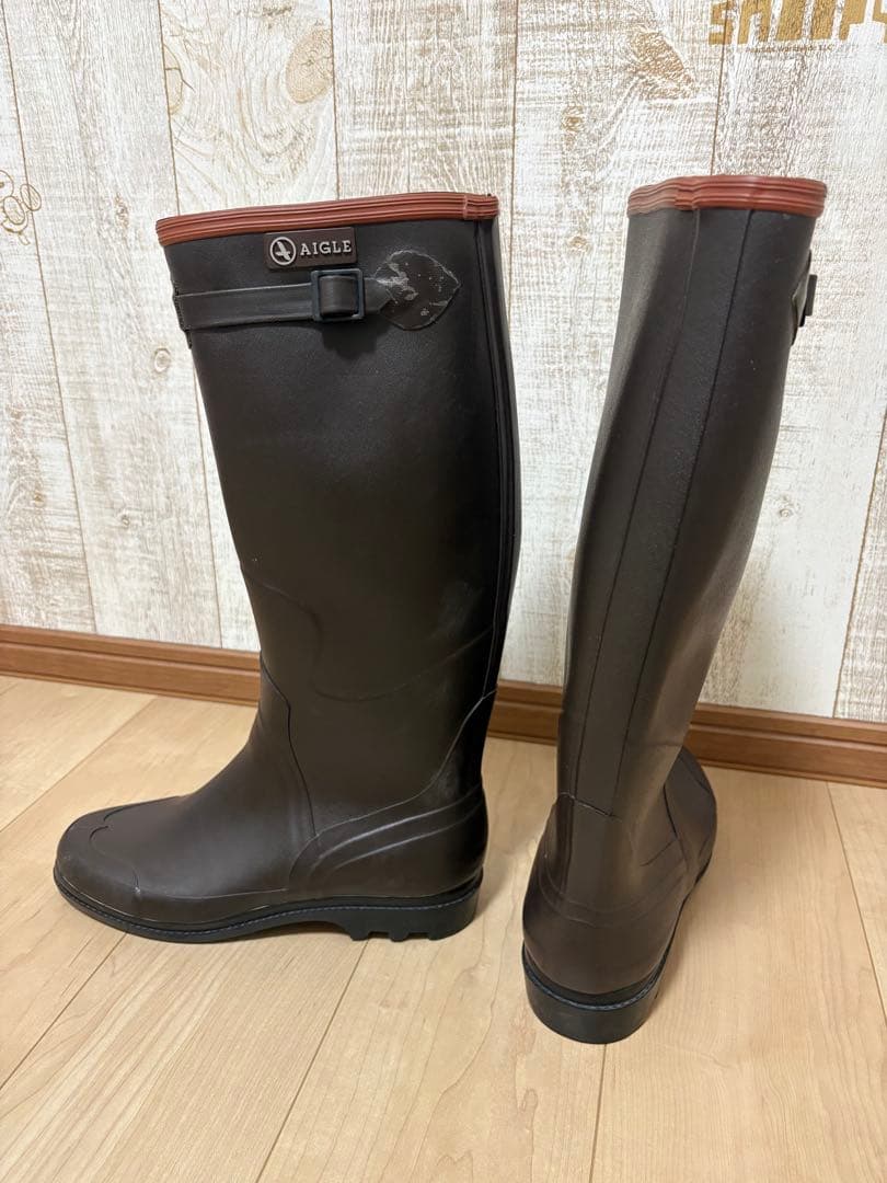 26.5〜27㎝★美品 AIGLEレインブーツ43 エーグルロング 長靴 ラバー