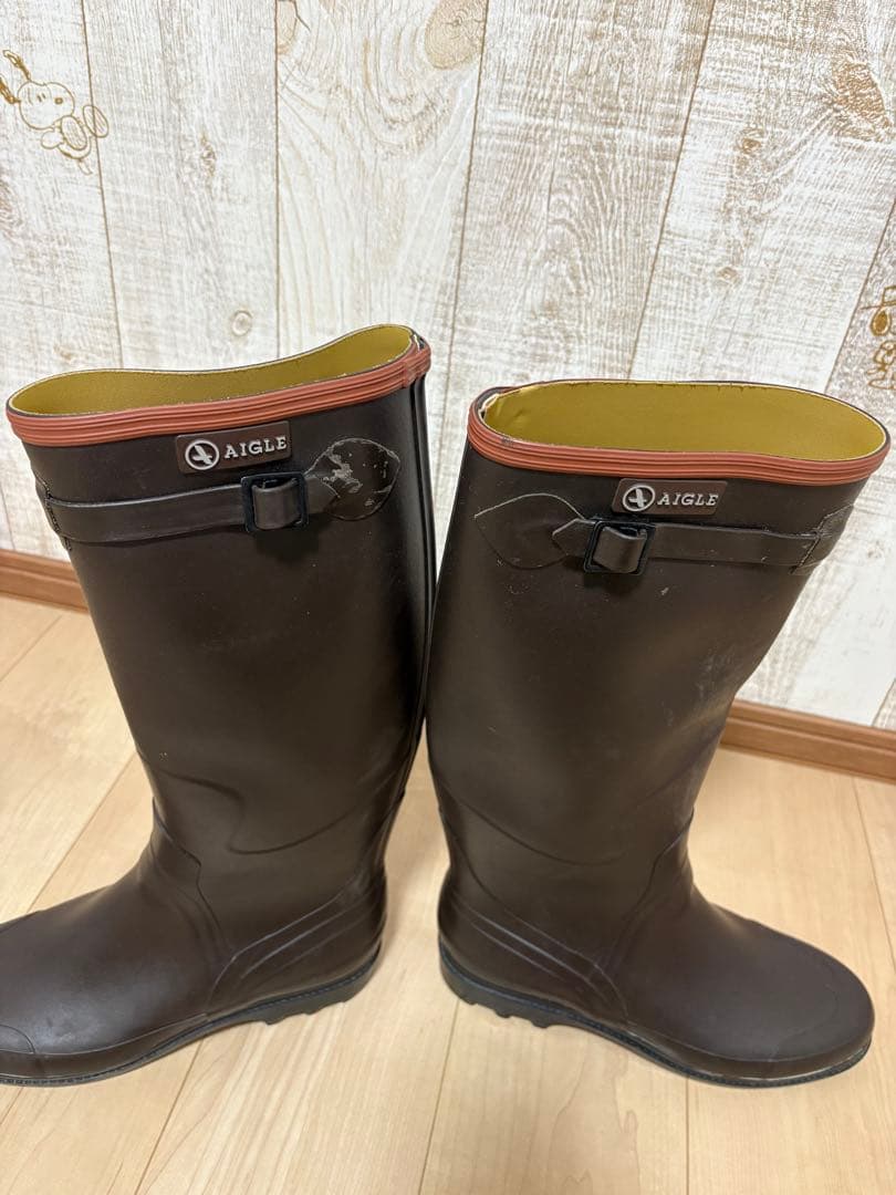 26.5〜27㎝★美品 AIGLEレインブーツ43 エーグルロング 長靴 ラバー