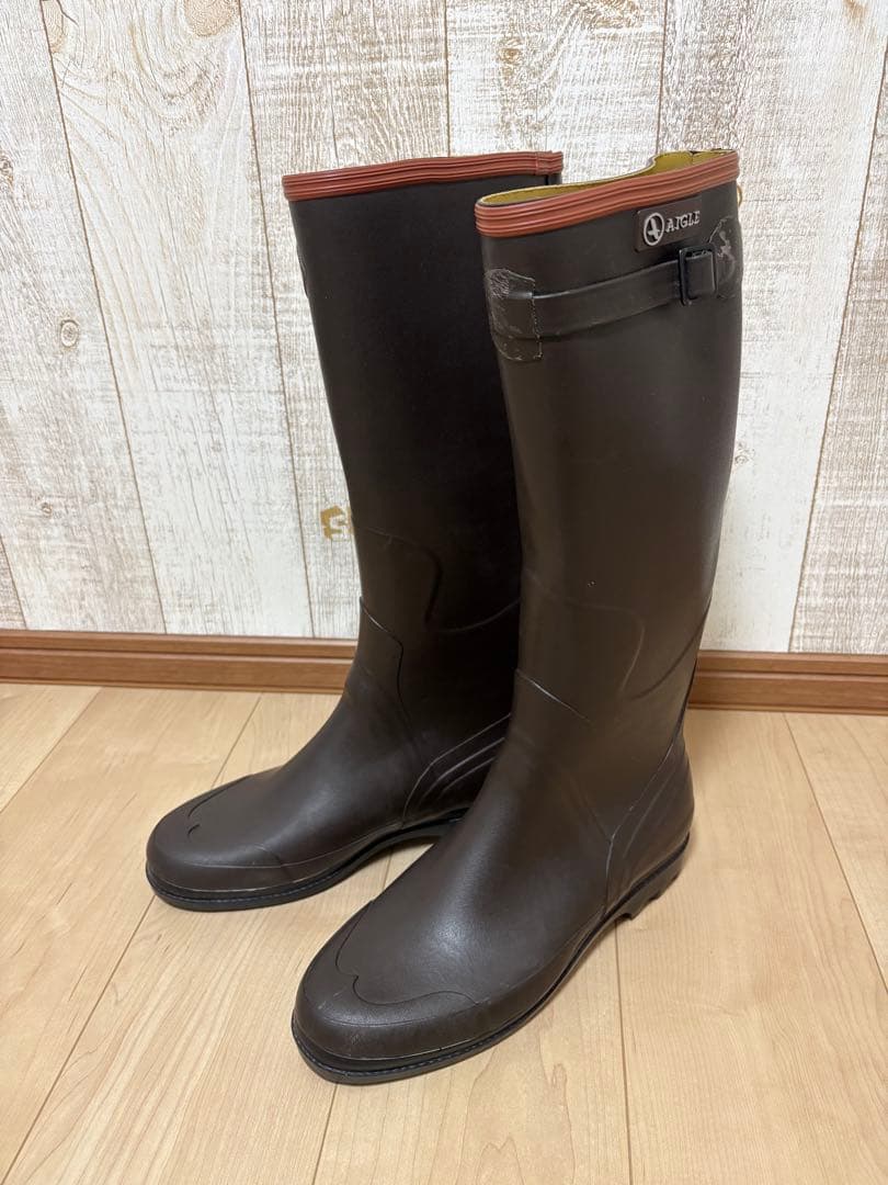 26.5〜27㎝★美品 AIGLEレインブーツ43 エーグルロング 長靴 ラバー