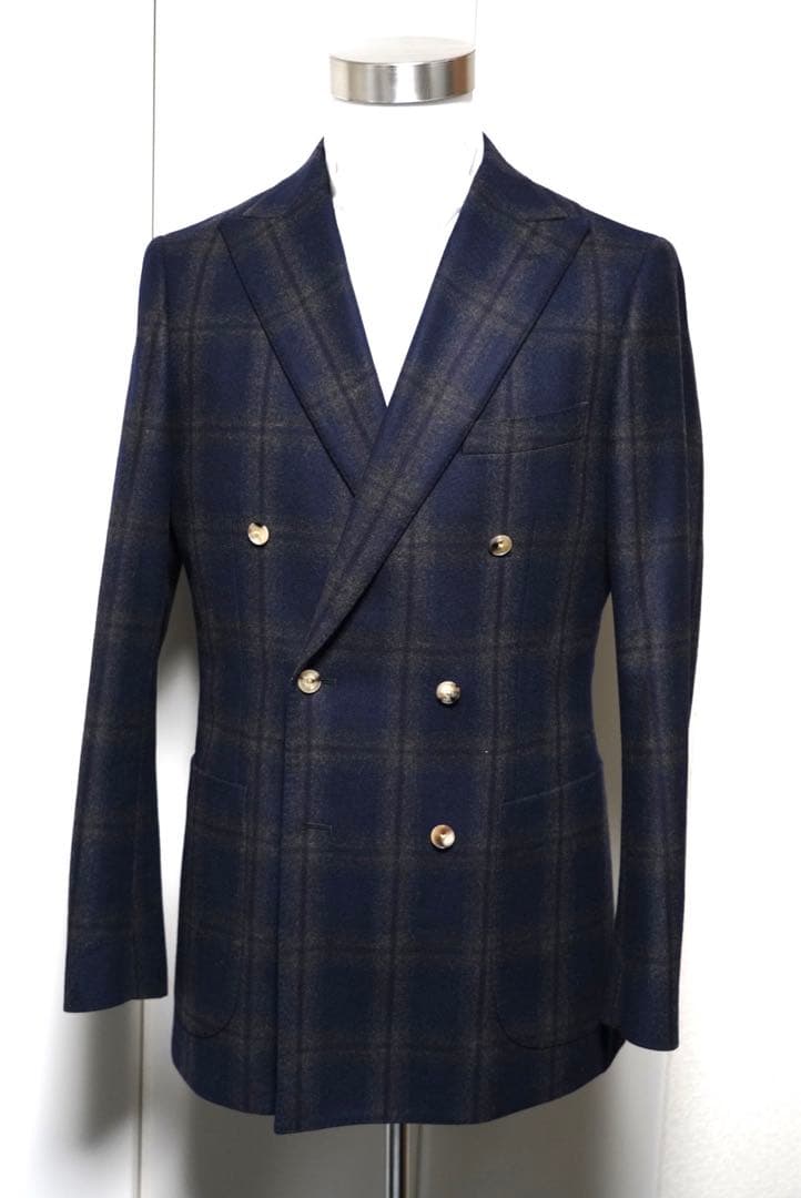 カノニコオンブレチェックネイビースーツ3ピース2パンツスーツ
