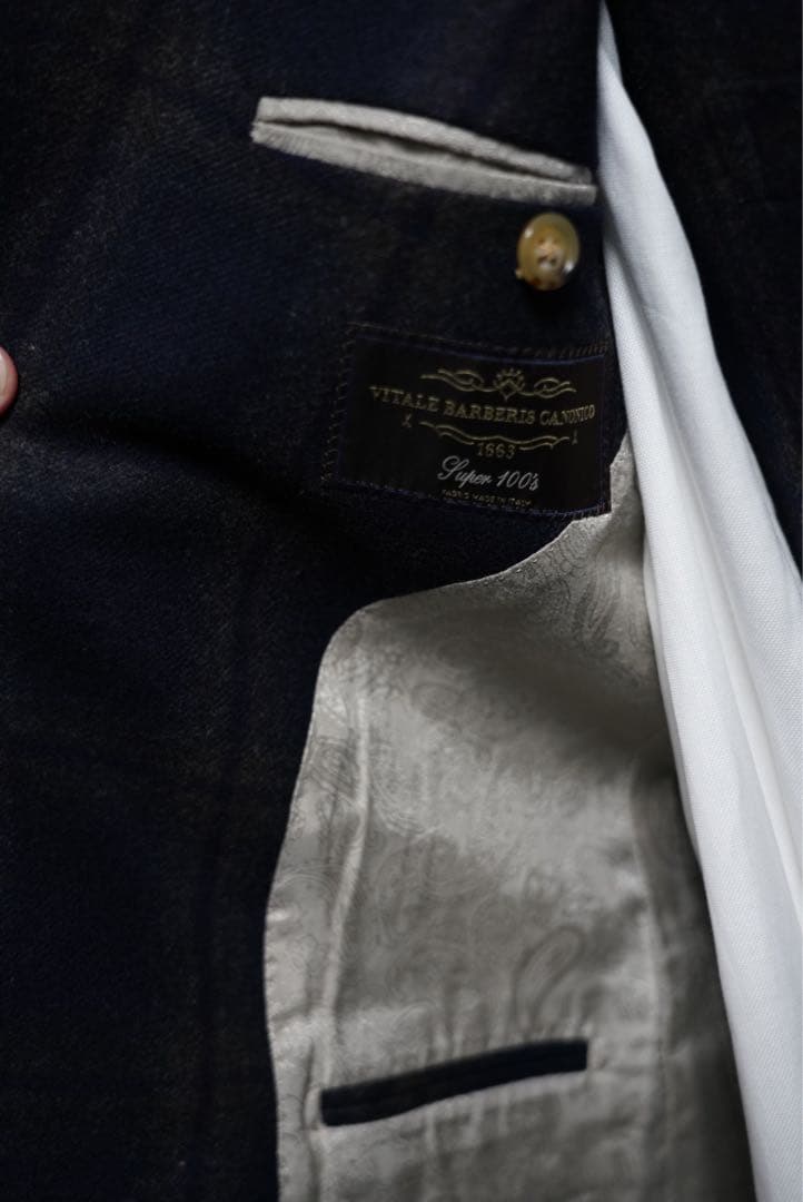 カノニコオンブレチェックネイビースーツ3ピース2パンツスーツ