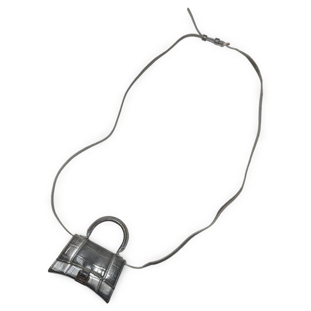 BALENCIAGA アワーグラス　ミニ　クロコ　ミニショルダーバッグ