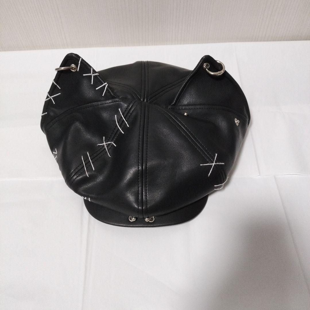 猫耳　レザーキャスケット