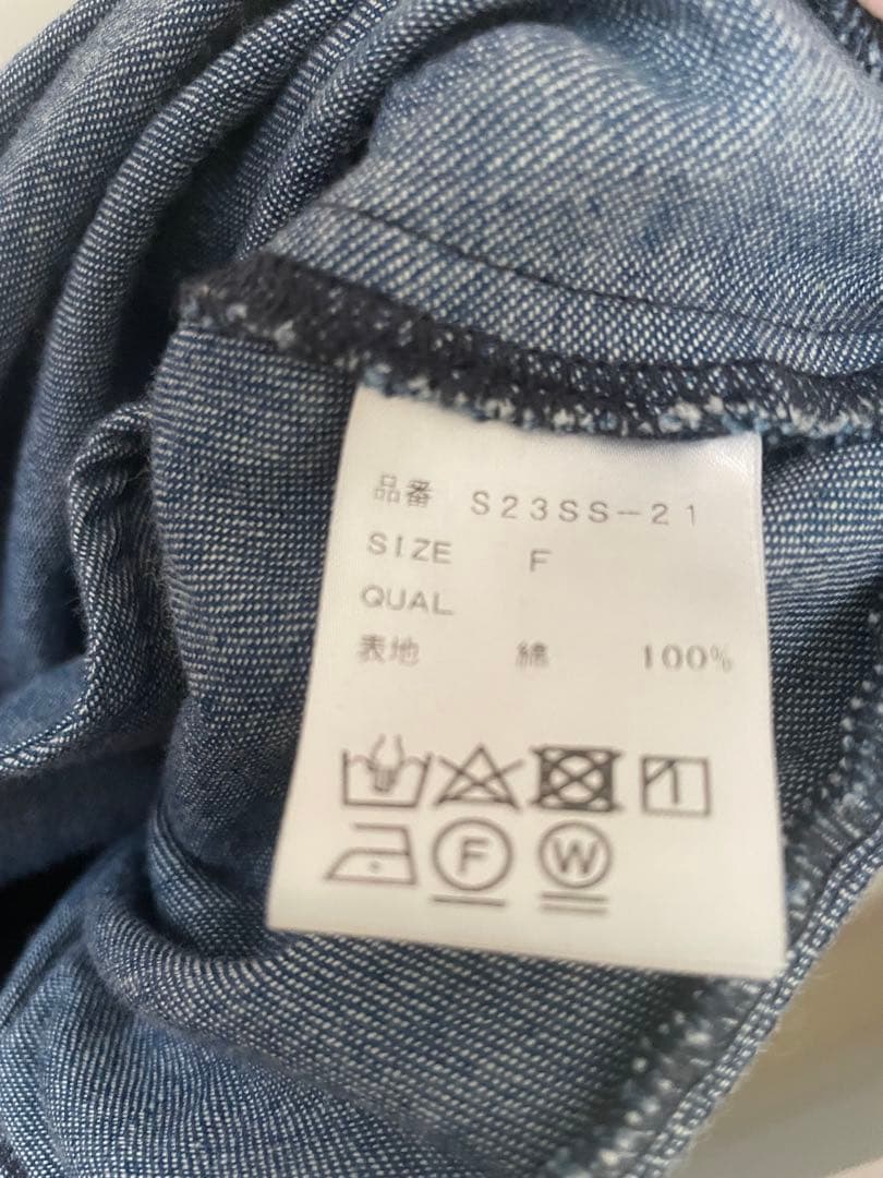 美品 SINME デニムオーバーオールワンピース サロペット ダークブルー F