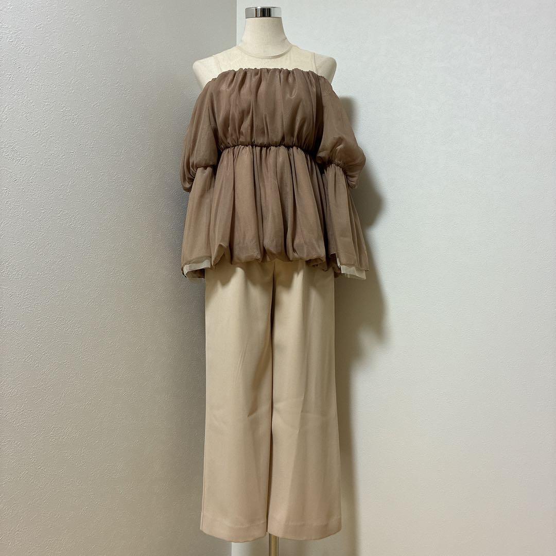 ANDRESDアンドレスド niana ベージュ　バルーンペプラムパンツドレス