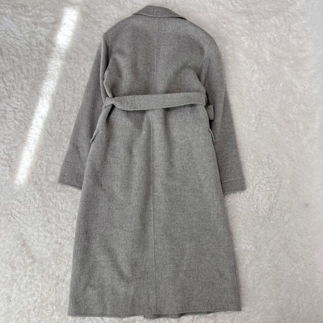 セオリー　ダブルフェイス　ベルテッドコート　カシミヤ混　ブルー　P