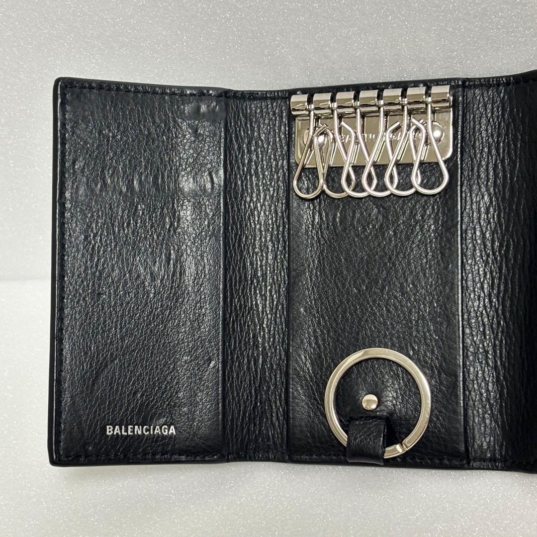 美品♡BALENCIAGA バレンシアガ ペーパー 6連キーケース リング 黒