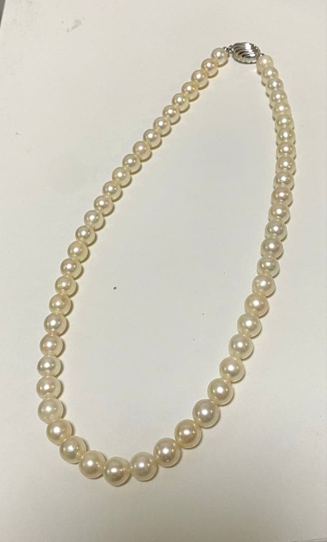 本真珠 ネックレス パール シルバー刻印 40cm 約8mmぐらい