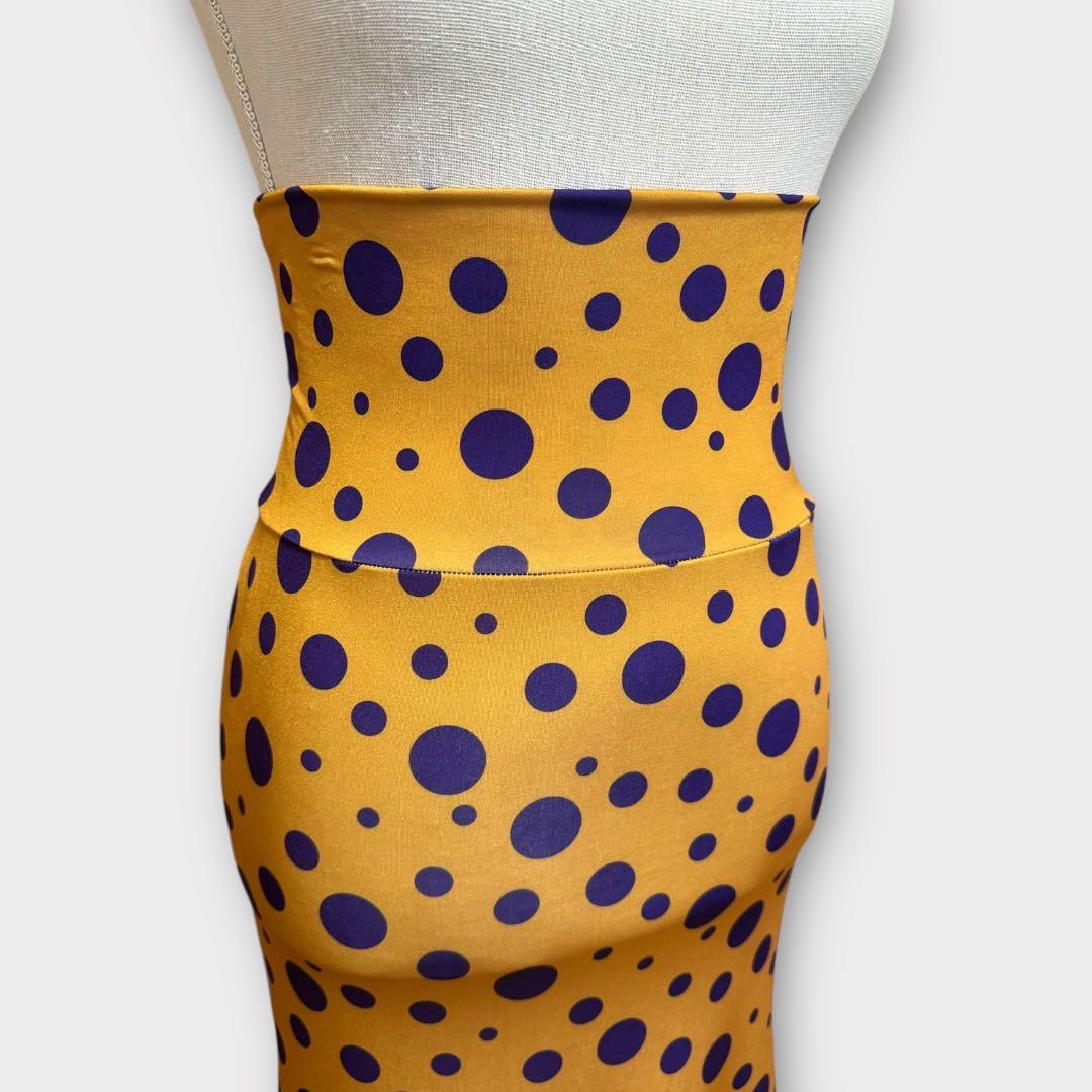 フラメンコファルダ　マーメイドライン　マスタード×紫水玉