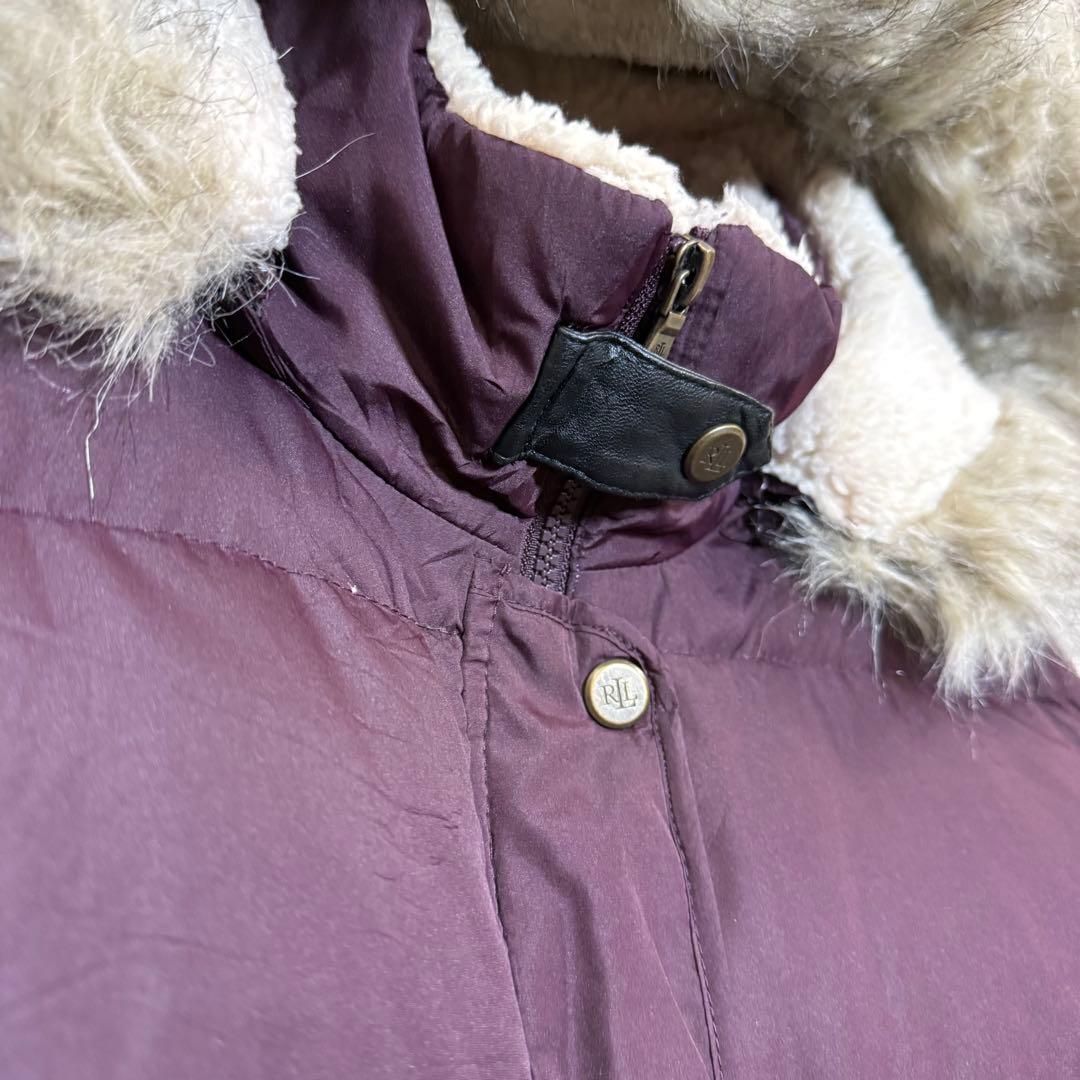 《未使用品》ラルフローレン US古着ロングダウンコート　ブルゴーニュカラー　Ｌ