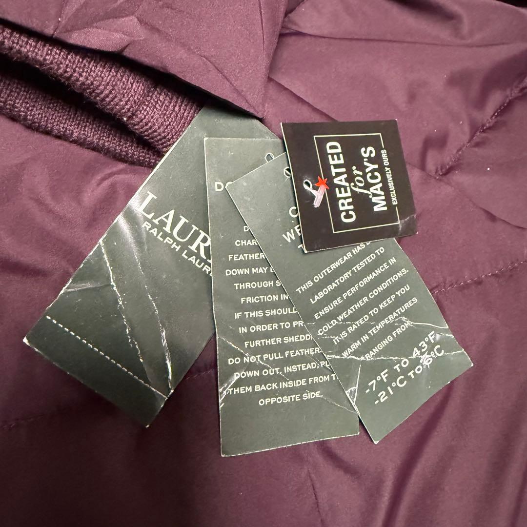 《未使用品》ラルフローレン US古着ロングダウンコート　ブルゴーニュカラー　Ｌ