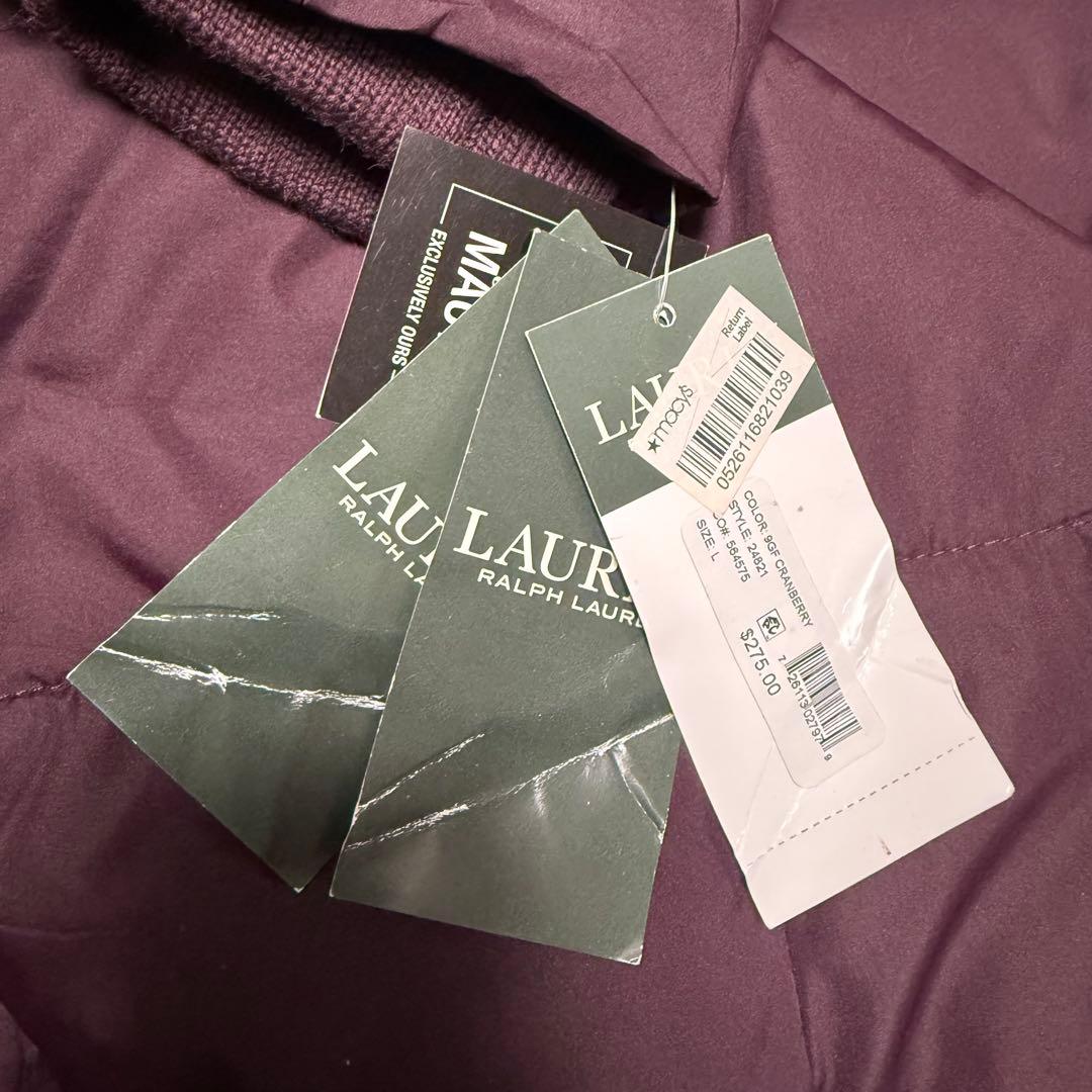 《未使用品》ラルフローレン US古着ロングダウンコート　ブルゴーニュカラー　Ｌ